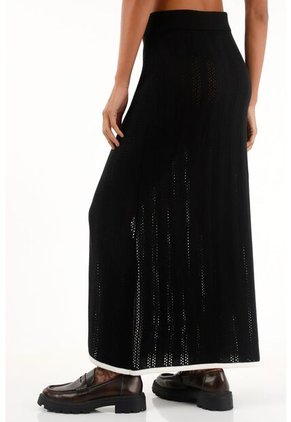 Tennis Falda Negra Midi Tejida Para Mujer