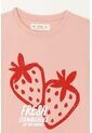 Camiseta Básica Estampada Rosada Para Niña de Tennis