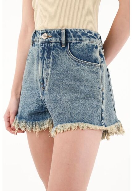 Tennis Bermuda Corta Tiro Alto Azul Para Mujer