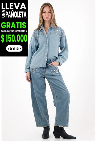 Tennis Chaqueta En Denim Con Apliques Brillantes Para Mujer Tennis