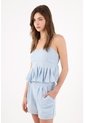 Tennis Bermuda Tiro Alto Con Pliegues Frontales En Azul Celeste Para Mujer de Tennis