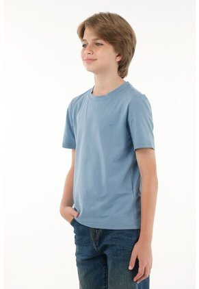 Camiseta Azul Con Estampado En Alta Densidad Para Niño