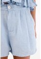 Tennis Bermuda Tiro Alto Con Pliegues Frontales En Azul Celeste Para Mujer de Tennis