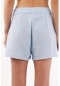 Tennis Bermuda Tiro Alto Con Pliegues Frontales En Azul Celeste Para Mujer de Tennis