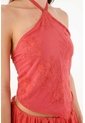 Tennis Top Halter Holgado Con Escote Cruzado En Poliamida Coral Para Mujer de Tennis
