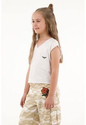 Camiseta Blanca Con Estampado En Espalda Para Niña