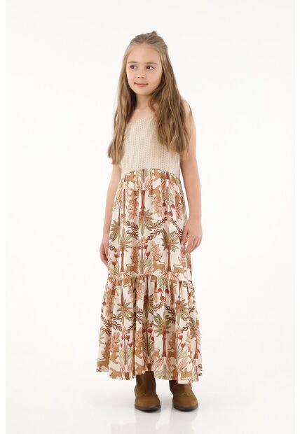 Vestido Largo Estampado Para Niña