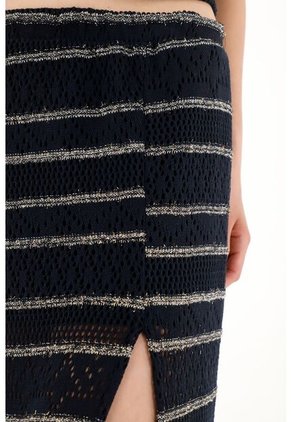 Tennis Falda Larga Tejida Con Diseño A Rayas Para Mujer