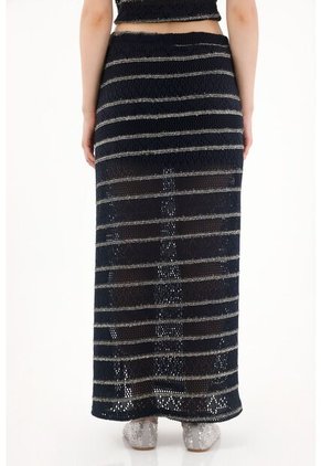Tennis Falda Larga Tejida Con Diseño A Rayas Para Mujer