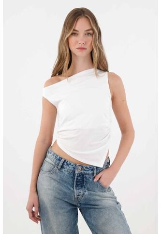 Tennis Camiseta Crop En Rib Blanca Para Mujer Tennis