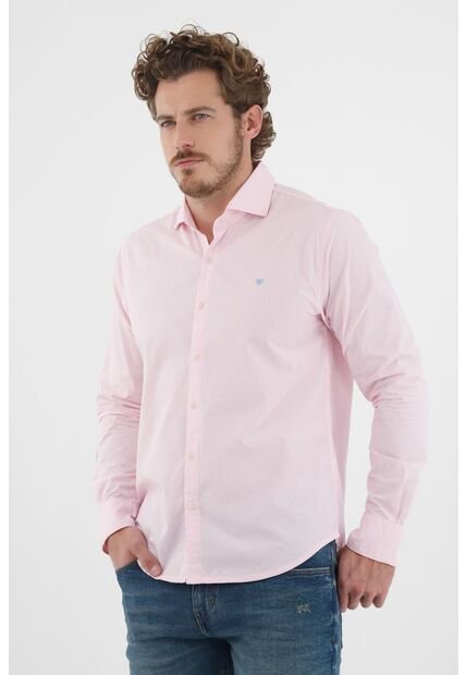 Camisa Manga Larga Rosada Para Hombre