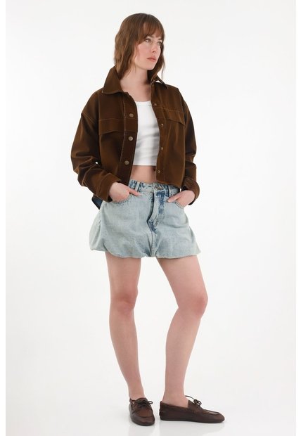 Tennis Falda Corta En Denim Tipo Globo Azul Para Mujer