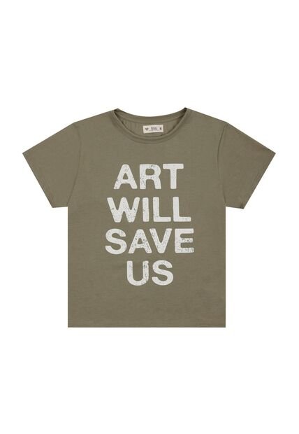 Camiseta Verde Con Estampado De Letras Para Mujer