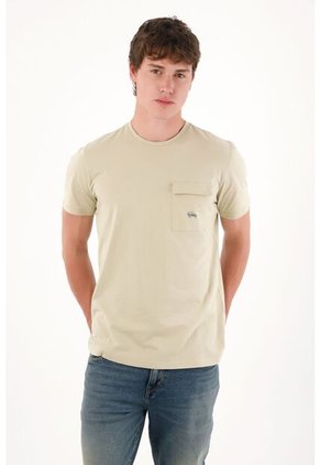 Camiseta Con Bolsillo De Tapa Café Para Hombre