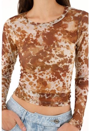 Tennis Camiseta En Malla Estampado Gris Para Mujer