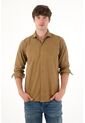 Camisa Manga Larga Café Para Hombre de Tennis