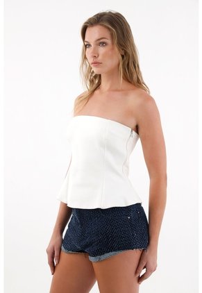 Tennis Camisa Strapless De Silueta A Crudo Para Mujer
