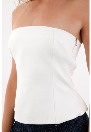 Tennis Camisa Strapless De Silueta A Crudo Para Mujer