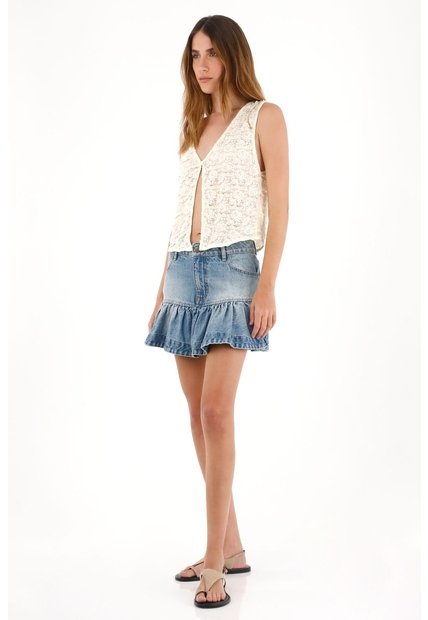 Tennis Falda En Denim Con Bolero Azul Para Mujer