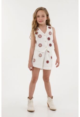 Chaleco Con Bordado De Flores Crudo Para Niña Tennis