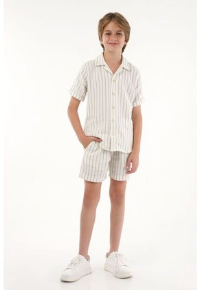 Bermuda Verde Con Diseño A Rayas Para Niño