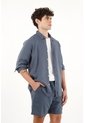 Tennis Camisa Azul Manga Larga 100% Lino Para Hombre de Tennis