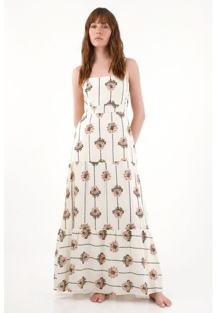 Tennis Vestido Largo Con Estampado Floral Para Mujer