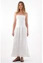 Tennis Vestido Largo Strapless Crudo Para Mujer de Tennis