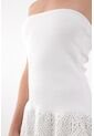 Tennis Vestido Largo Strapless Crudo Para Mujer de Tennis