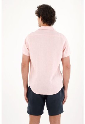 Camisa En 100% Lino Rosada Para Hombre