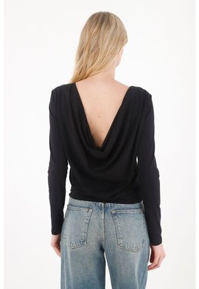 Tennis Camiseta En Tejido Liviano Con Escote En Espalda Negra Para Mujer