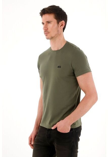 Tennis Camiseta Básica Con Bordado Localizado Verde Para Hombre