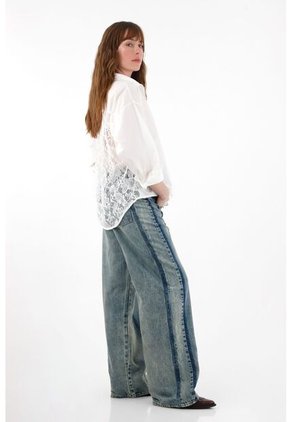 Tennis Camisa Amplia Con Encaje Crudo Para Mujer