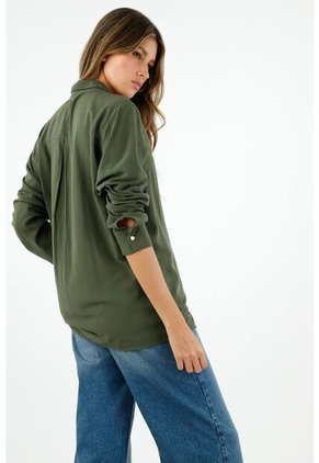 Camisa Manga Larga Verde Para Mujer
