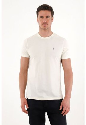 Tennis Camiseta Con Cuello Redondo Estampada Crudo Para Hombre