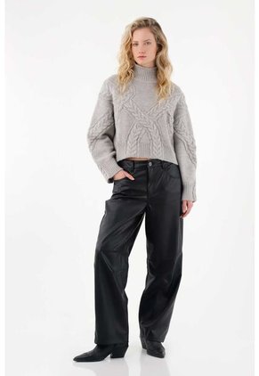 Tennis Buzo Con Tejido Trenzado Gris Para Mujer