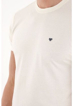Tennis Camiseta Con Cuello Redondo Estampada Crudo Para Hombre
