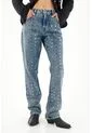 Tennis Jean Recto De Tiro Medio Con Apliques De Brillo Para Mujer de Tennis