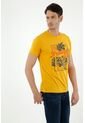 Camiseta De Hombre, Cuello Redondo Manga Corta, Con Estampado Tropical Vides, Color Amarillo de Tennis