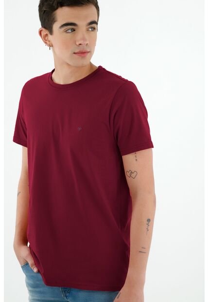 Camiseta Roja Con Bordado Para Hombre