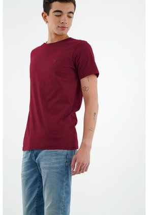 Camiseta Roja Con Bordado Para Hombre