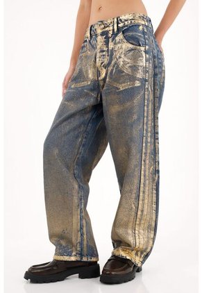 Tennis Jean Horseshoe De Tiro Bajo Con Foil Dorado Para Mujer