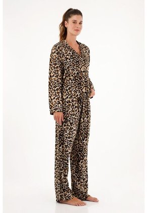 Conjunto De Pijama Estampado Animal Print Para Mujer
