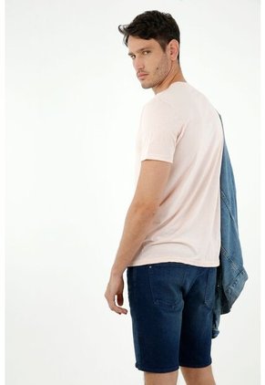 Camiseta De Hombre, Cuello Redondo Manga Corta, Con Estampado De Flamingo