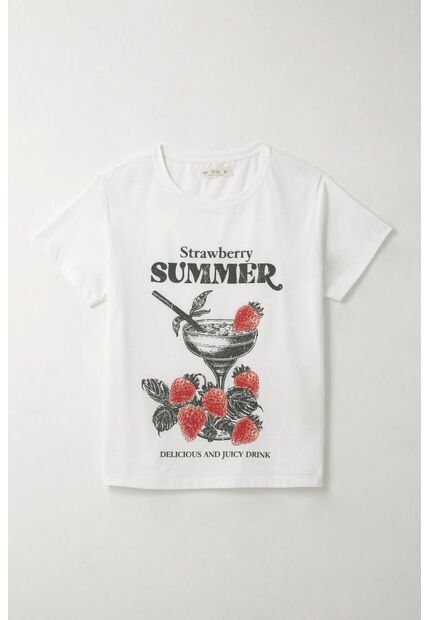 Tennis Camiseta Con Estampado Localizado Blanca Para Mujer