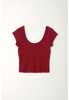 Tennis Camiseta En Rib Ajustada Roja Para Mujer
