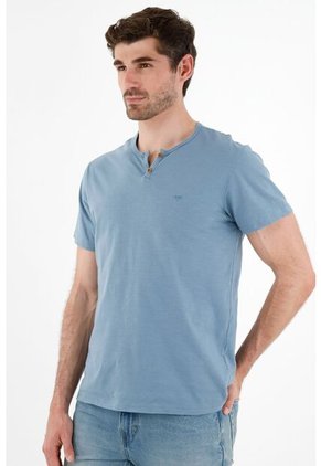 Tennis Camiseta Azul Manga Corta Para Hombre