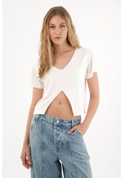 Tennis Camiseta Con Escote En V Crudo Para Mujer