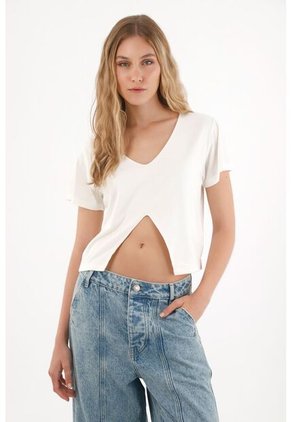 Tennis Camiseta Con Escote En V Crudo Para Mujer