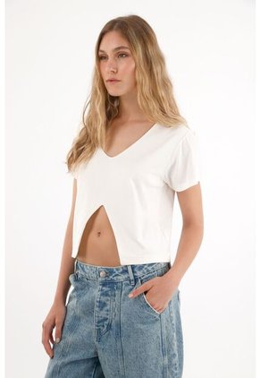 Tennis Camiseta Con Escote En V Crudo Para Mujer